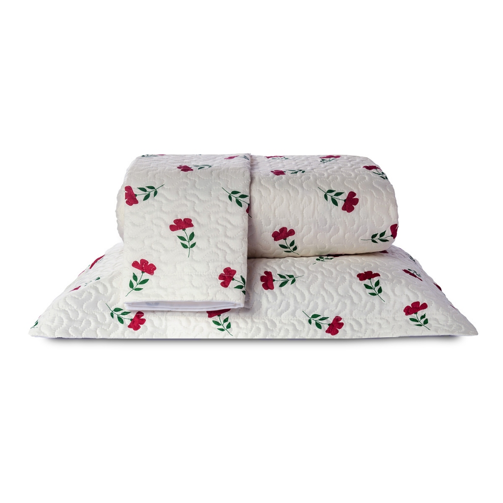 Kit Cobre Leito Colcha Casal Padrão 03 Peças Estampado 180 Fios em Oferta na Shopee