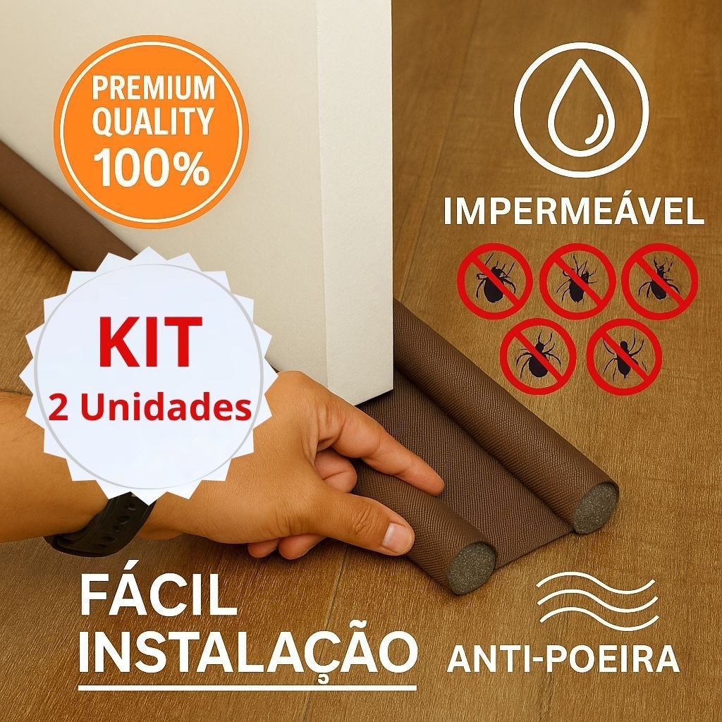 Kit 2 Tapa Porta Ajustável 80/90/100cm Veda Porta Rolo Sem Costura Impermeável Contra Inseto Poeira