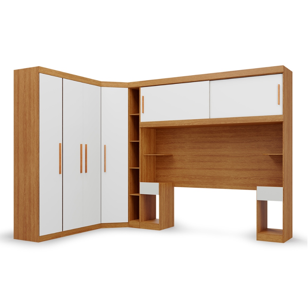 Guarda Roupa de Canto Modulado Casal Genova Freijo Off White Batrol