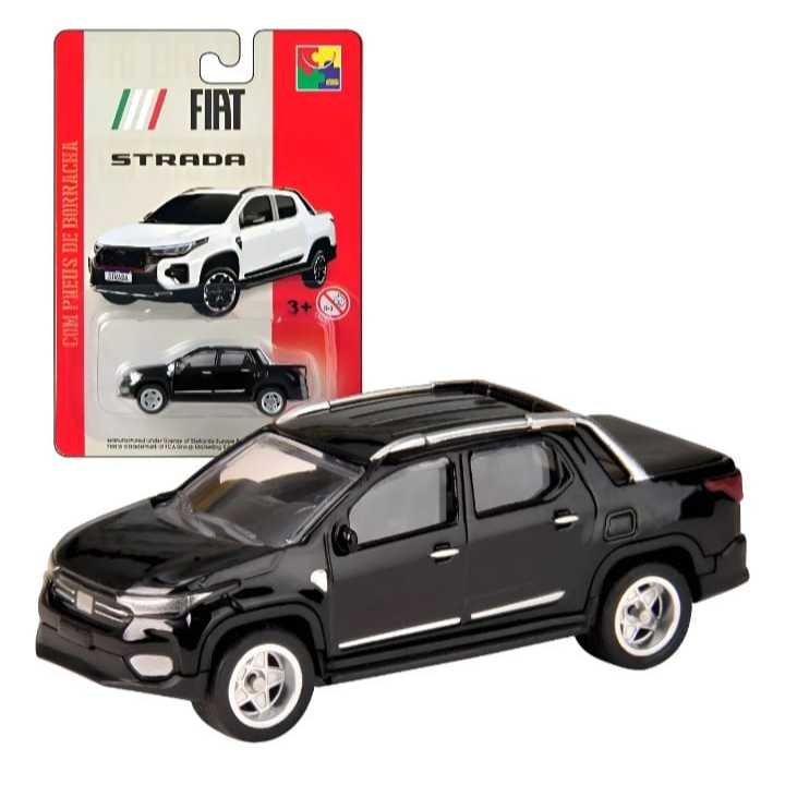Miniatura Metal Fiat Strada 1/64 Licenciada FIAT com Pneus de borracha Acabamento Premium Cks