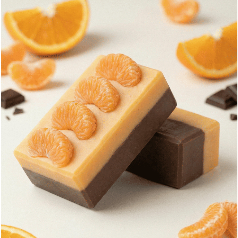 Sabonete Laranja & Chocolate Amargo Dia dos Namorados Barra 100g Banho Premium Doce Sofisticado