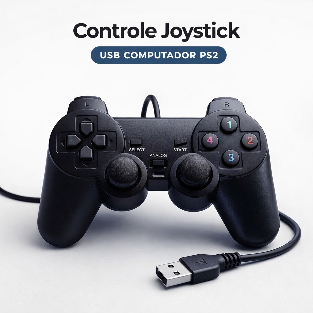 Controle Joystick USB para PC Computador PS2 Gamepad Controle Gamer Para Jogos em Oferta na Shopee