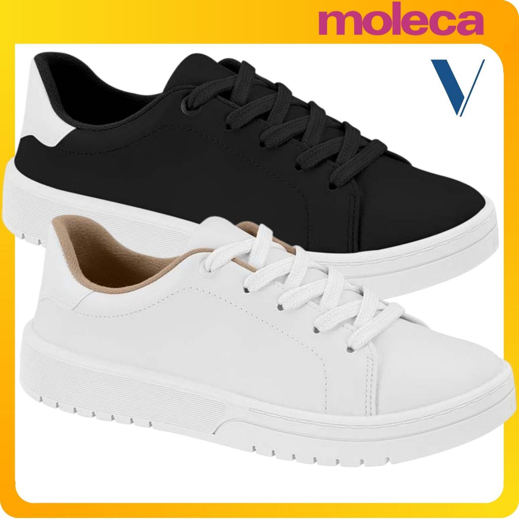 Tenis Branco Feminino Moleca Original Básico Casual Estiloso Academia Confortável Envio Rápido