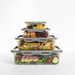 Kit 4 Potes Marmitas Fitness Tampa Trava 270ml, 460ml, 1,1L e 2,25L Cinza Freezer Microondas Giotto em Oferta na Shopee