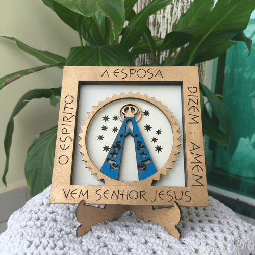 Nicho Nossa Senhora Aparecida MDF com Suporte e Frases Bíblicas - Enfeite Religioso Decorativo