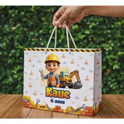 Sacolinhas personalizadas Maquina Trator Cute Construtor construção todos os temas festa (20x16x6cm)
