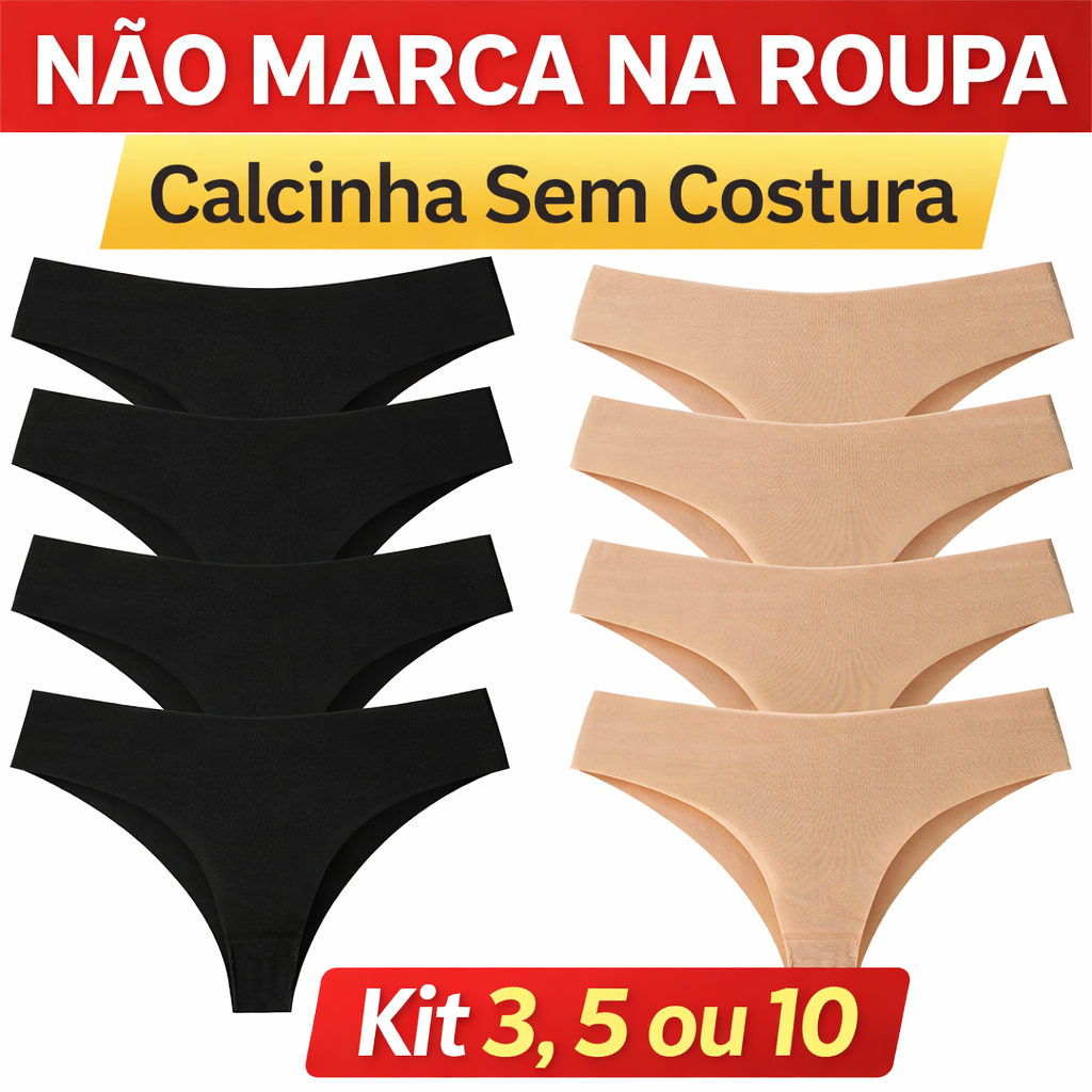 Kit Calcinha Sem Costura Não Marca Segunda Pele Microfibra Feminina Corte a Laser (3,5,10)