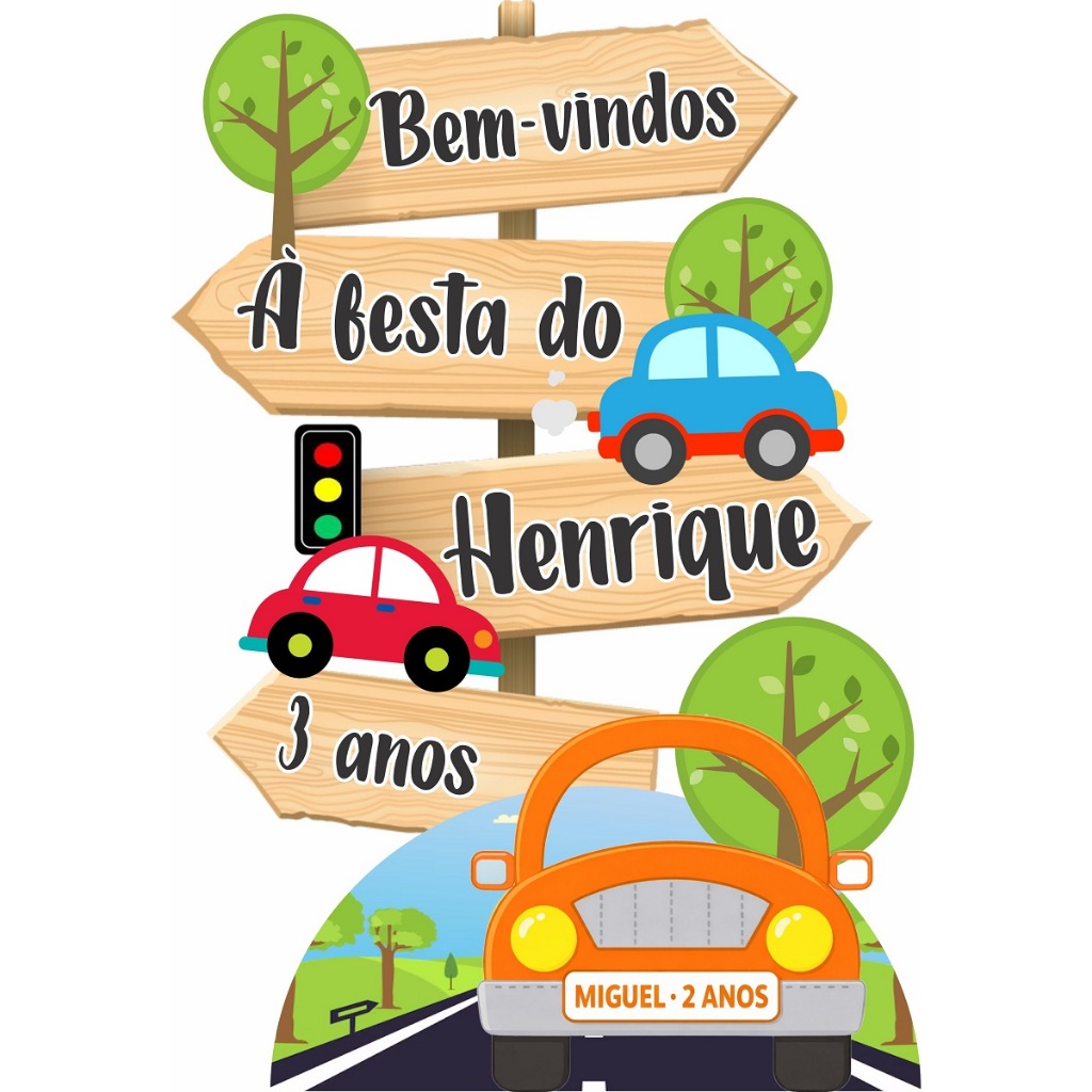 Display de chão em MDF Carrinho carro placa setas bem-vindos