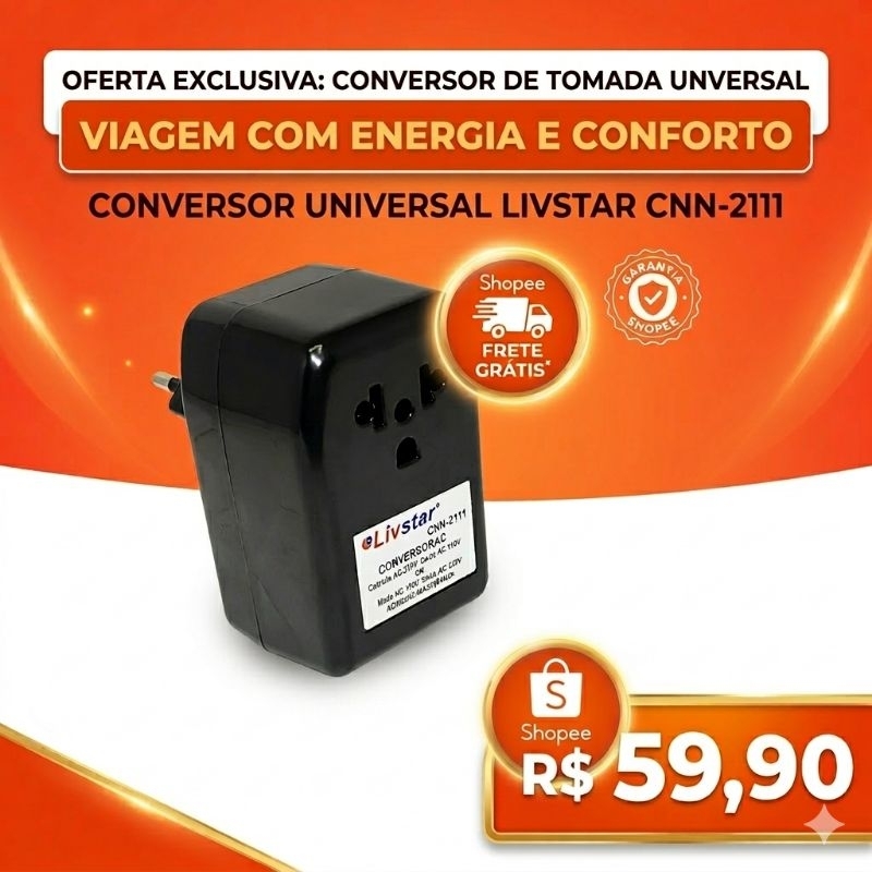 Transformador de Voltagem 110v/220v E 220v/110v  100W