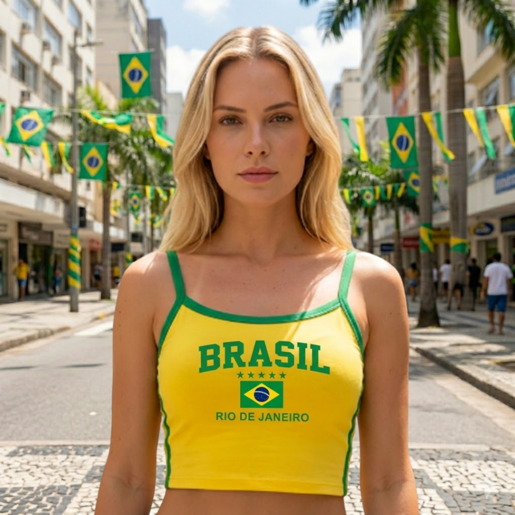 Cropped Alcinha Regata Do Brasil Virgínia Rio De Janeiro Camiseta Feminina Suplex