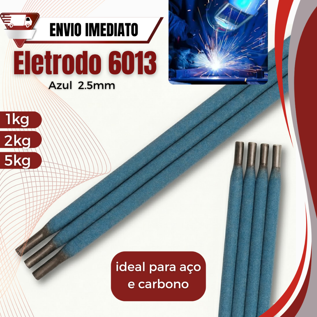 Eletrodo Azul 6013 2.5mm - Solda Macia Profissional (0.5kg/1kg/2kg) Serralheiro 🔥