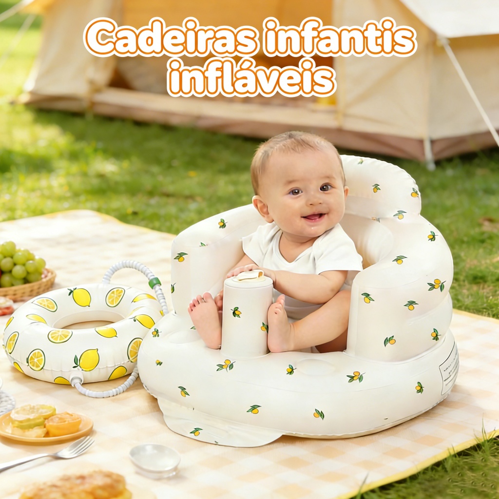 Cadeira Inflável Portátil Do Bebê Sofá Macio à Prova De Vazamento Impresso Dobrável Do Chuveiro Assento Inflável em Oferta na Shopee