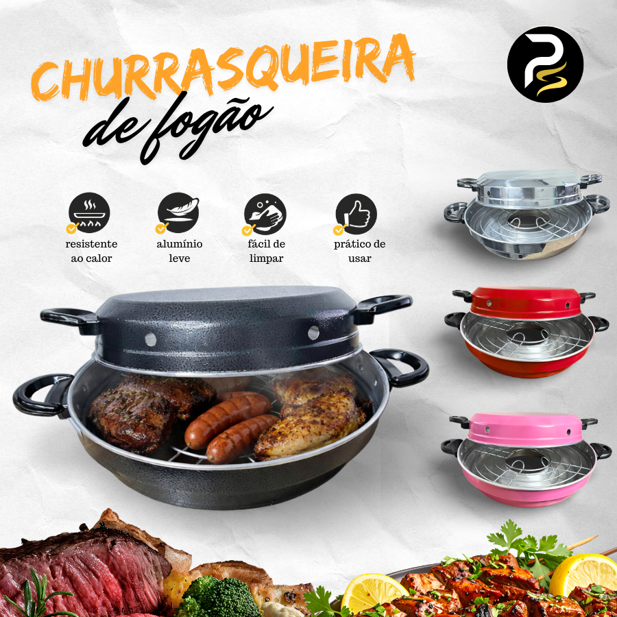 churrasqueira boca de fogão grill alumínio assar carnes legumes em Oferta na Shopee