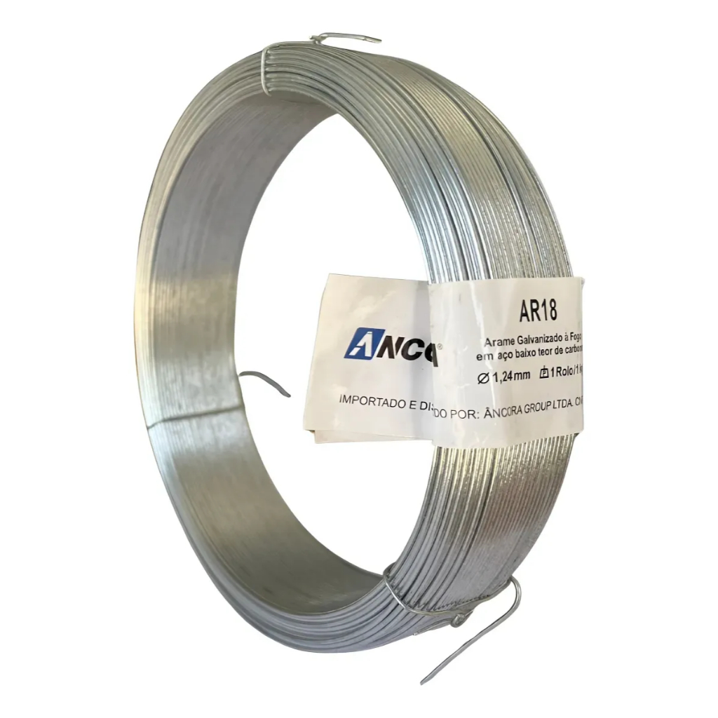 Rolo de Arame Liso Galvanizado BWG 18 – 1kg (Aprox. 117m por rolo)