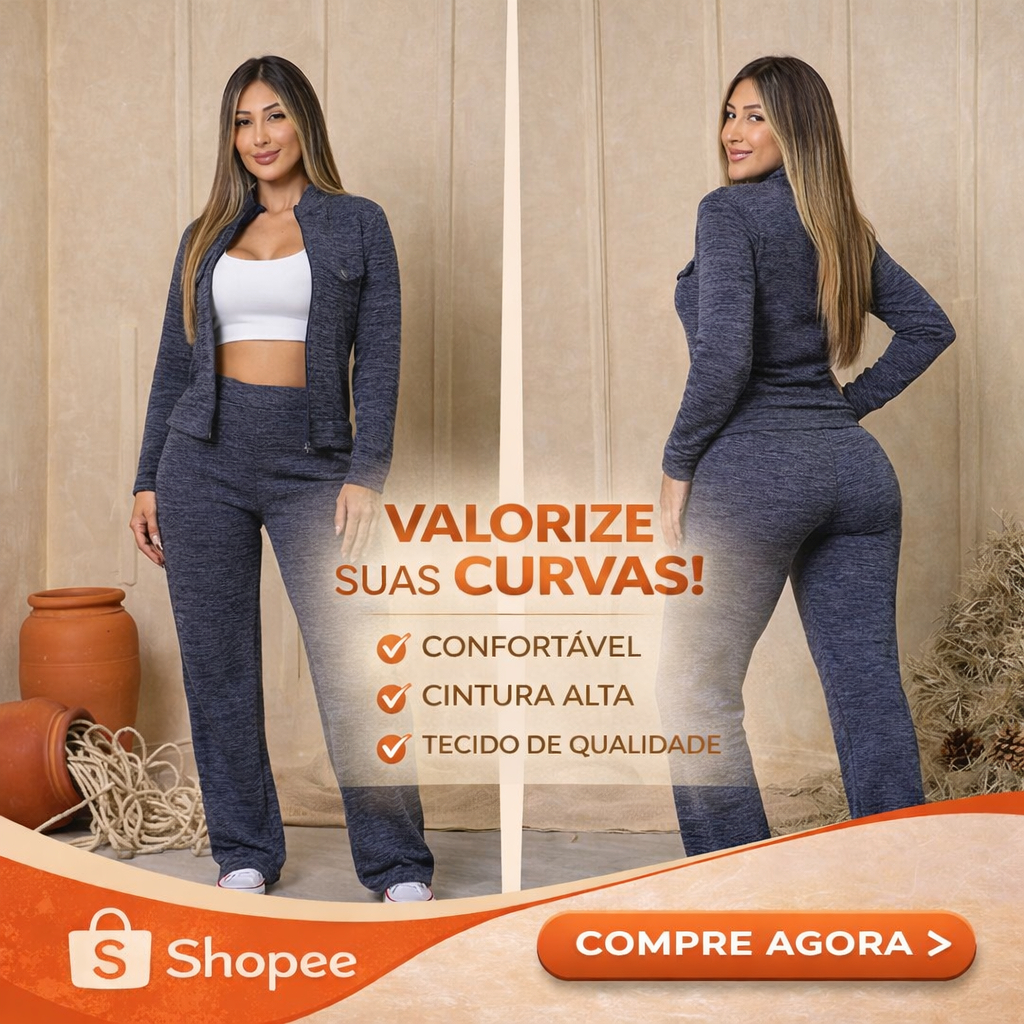 Conjunto em  malha feminino cintura alta confortável premium casual inverno estilo