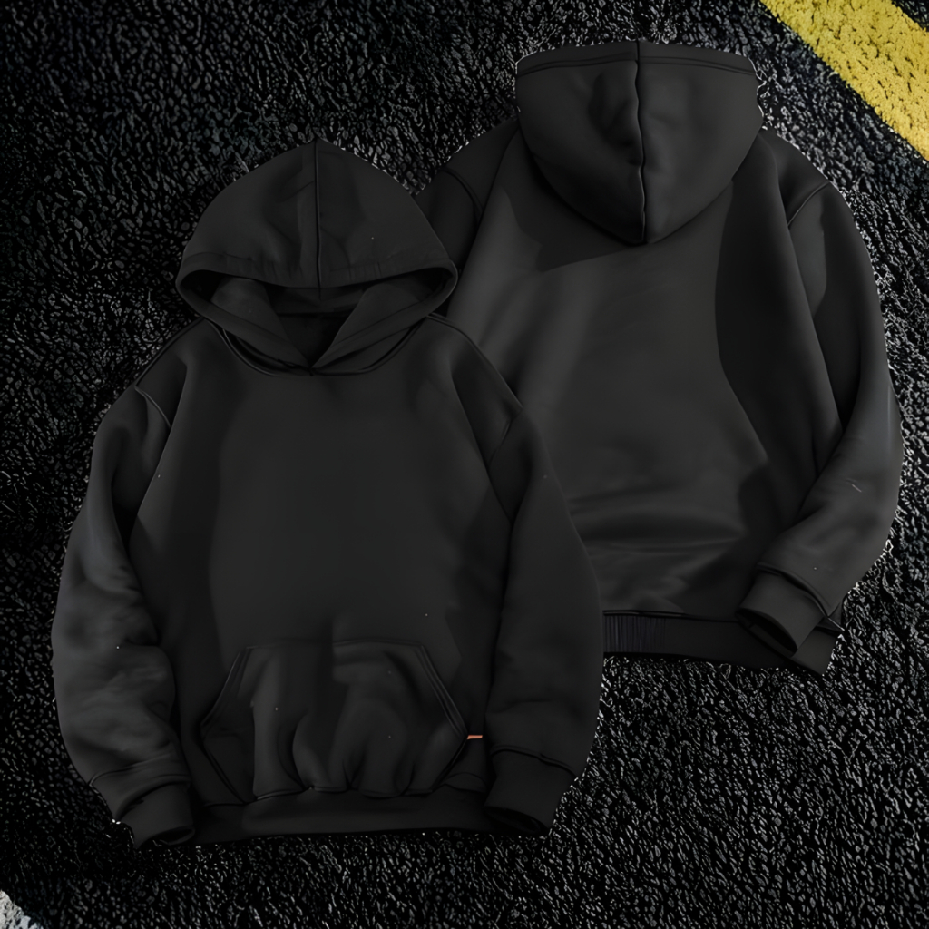 Moletom Blusa Canguru Unissex 100% Algodão Preto Liso Sem Estampa Promoção Atacado