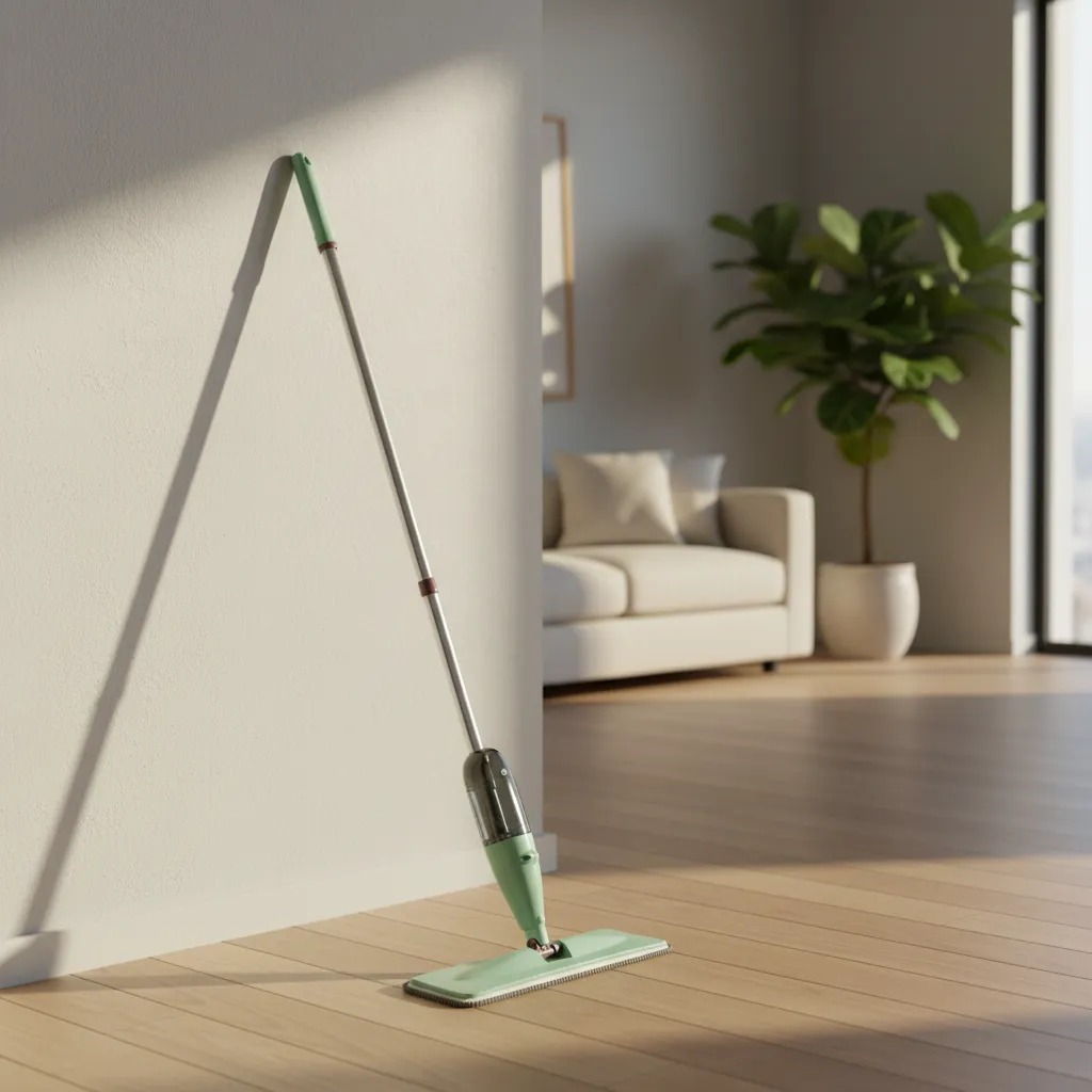 Rodo MOP Spray com Reservatório Pano Microfibra Limpeza Fácil Vero Casa Verde Claro