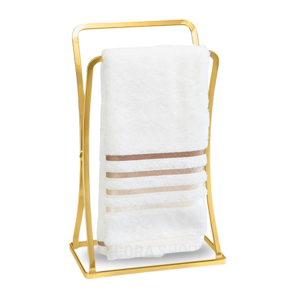 Porta Toalha Rosto e Mão Dourado Aço Arthi Bancada Lavabo Banheiro Pia Luxo