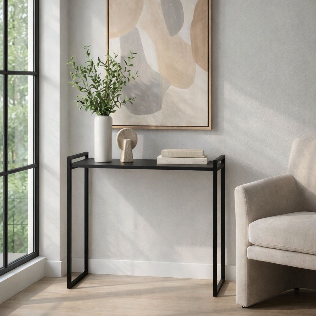 Aparador Estilo Industrial Bella 90x30x76cm – Mesa Buffet Hall Sala com Pé Preto