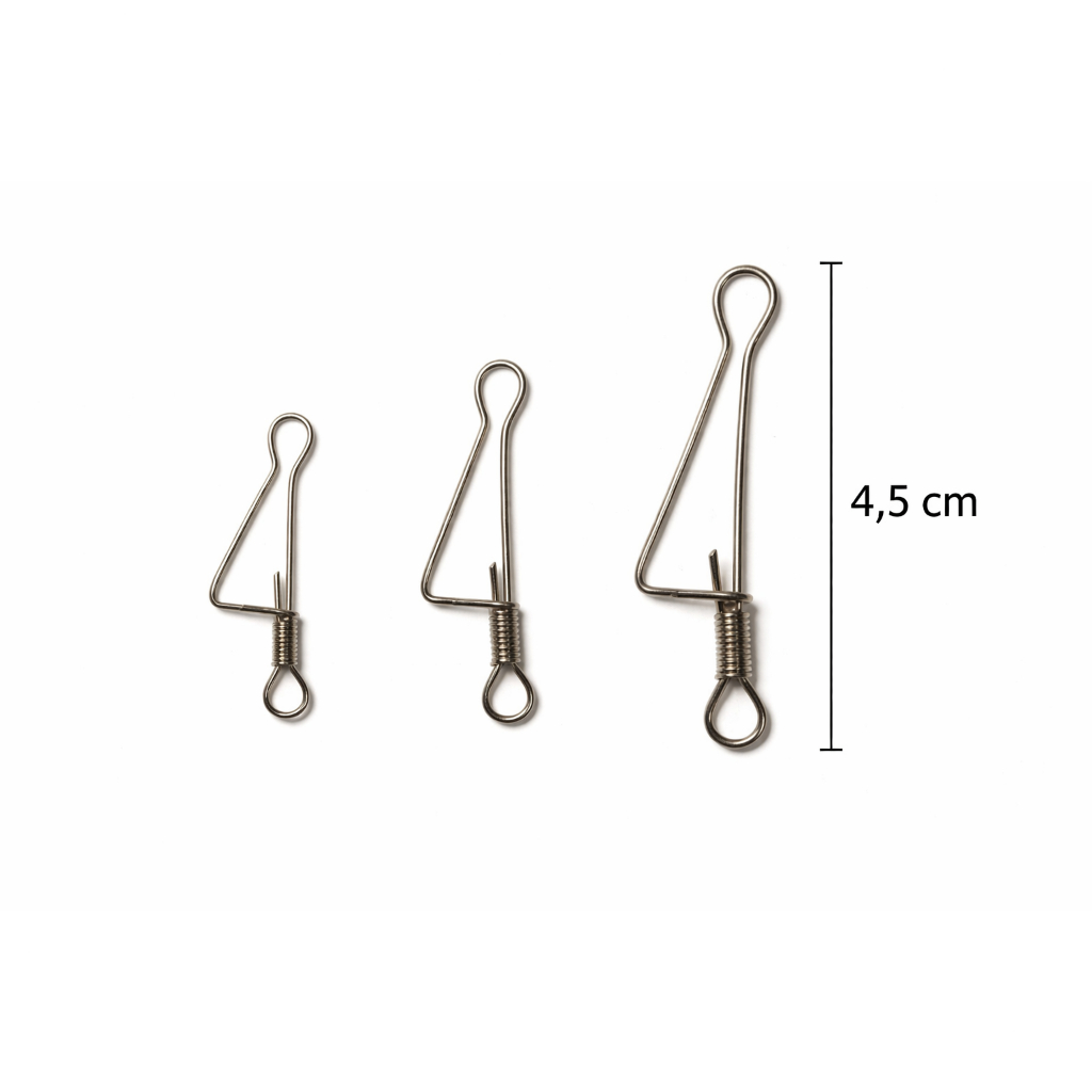 Grampo de Pesca Kit 20un Snap Engate Rapido Aço inox Praia Mar Rio Pescaria Isca Artificial Tucunare
