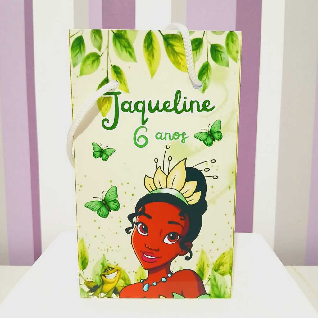 Sacolinha Surpresa Personalizada Princesa Tiana - Lembrancinha Aniversário - Tamanho P - PEGUE E MONTE