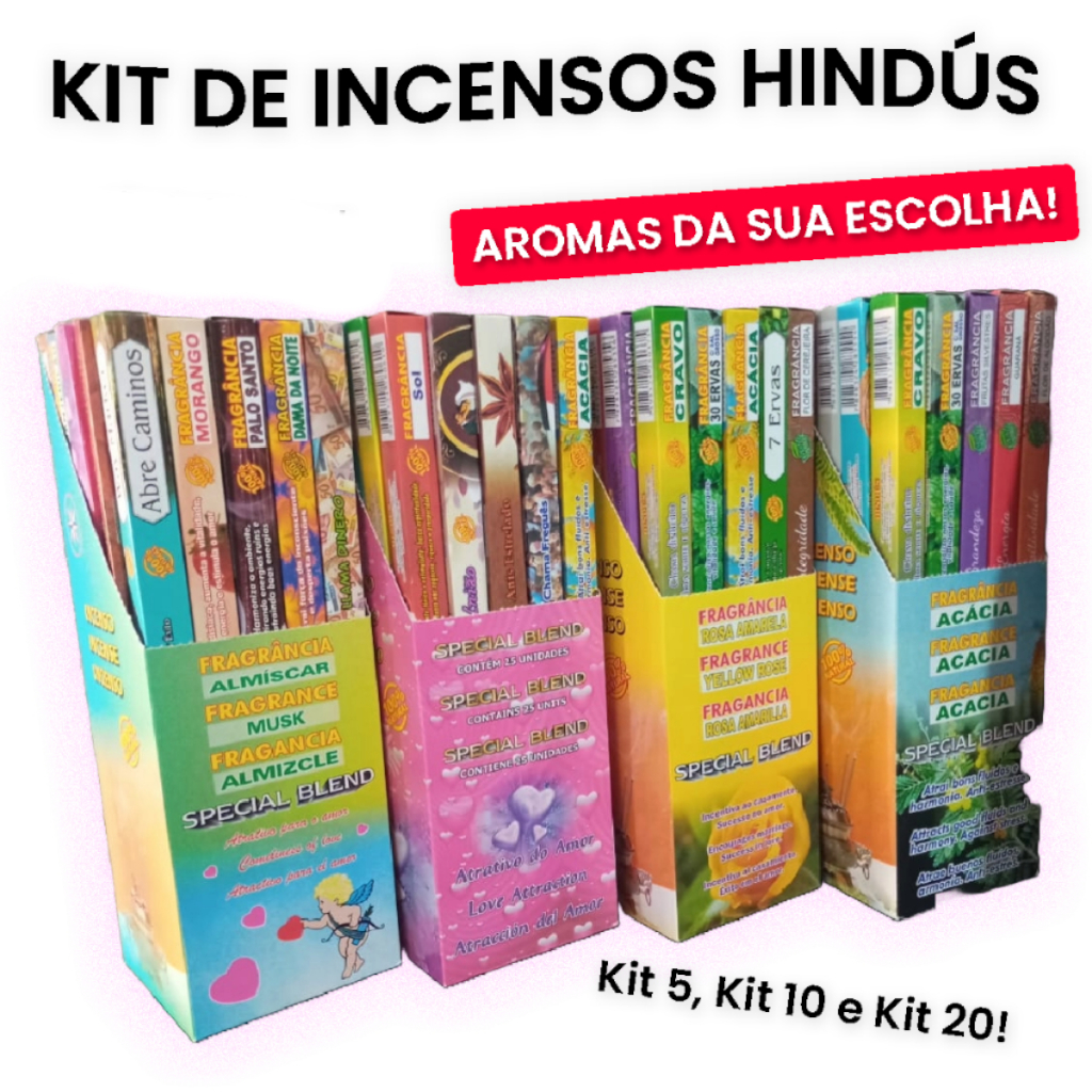 Kit de Incensos Hindus Special Blend (100% NATURAIS!) de Sua Escolha em Oferta na Shopee