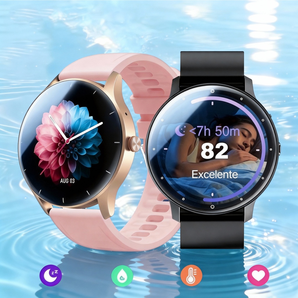 2026zl02 Relógio Smartwatch Monitoramento de Fitness&Sono, Suporta iOS/Android, Relógio Esportivo 24h