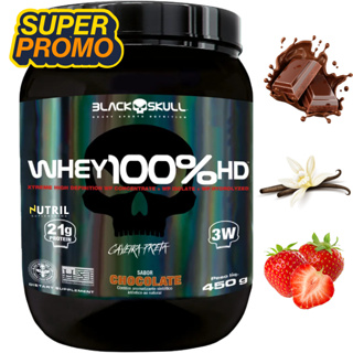Whey Protein 100% HD 450g Black Skull – Ganho de Massa, Recuperação Muscular, Força e Performance em Oferta na Shopee