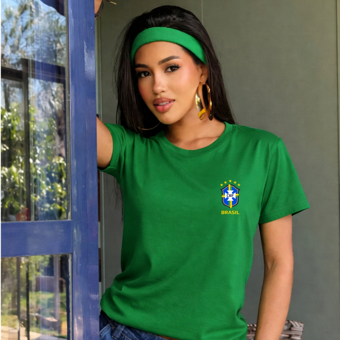 Camiseta T-Shirt Feminina Brasil Blusa Copa do Mundo Blogueira 100% Algodão Promoção