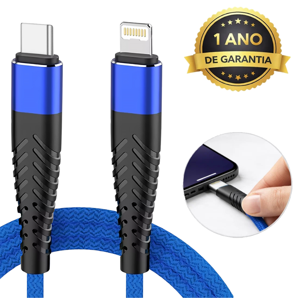 Cabo Tipo C para Lightning 30W 6A Nylon Turbo iPhone 1m ou 2m Inova