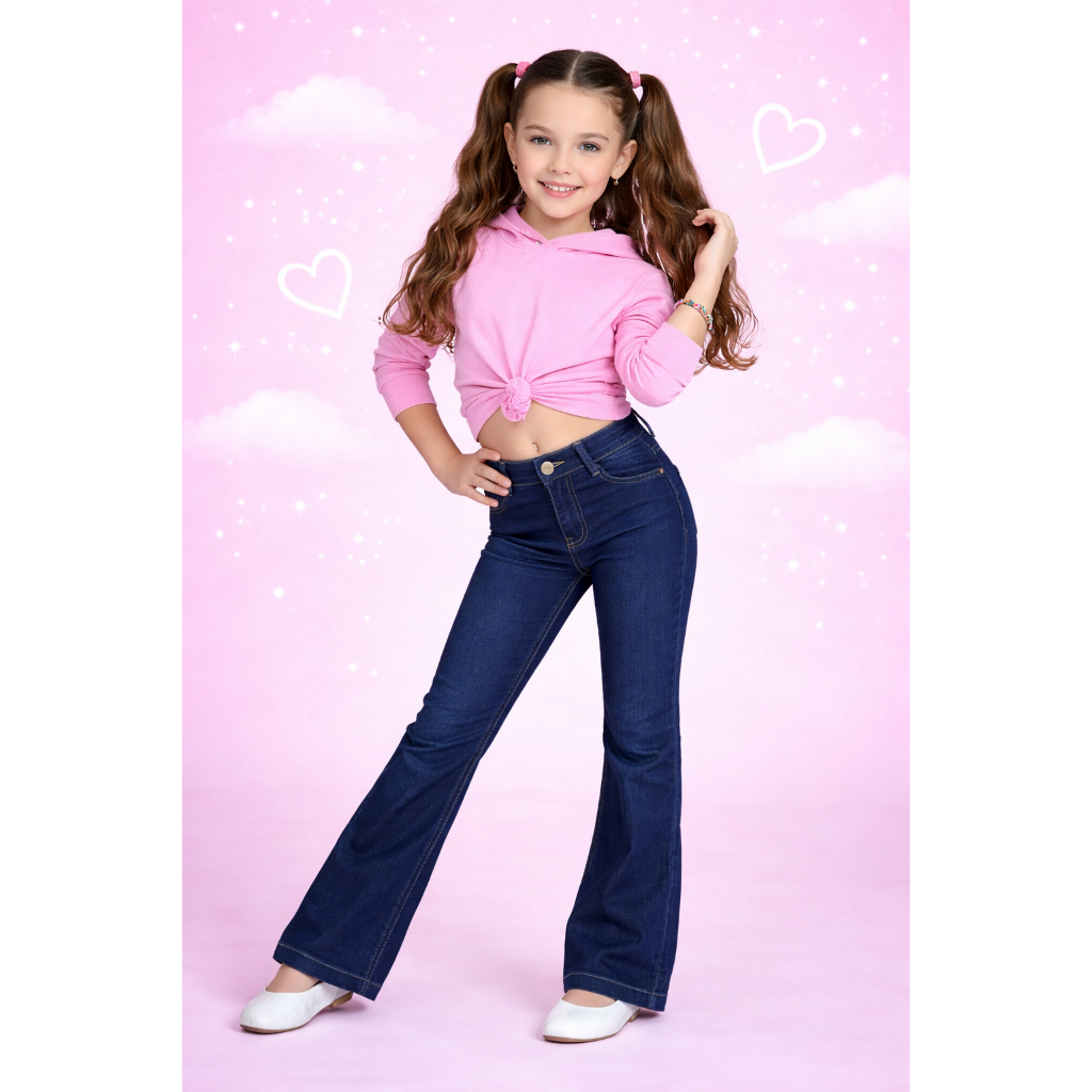 Calça Jeans Feminina Flare Infanto Juvenil Premium