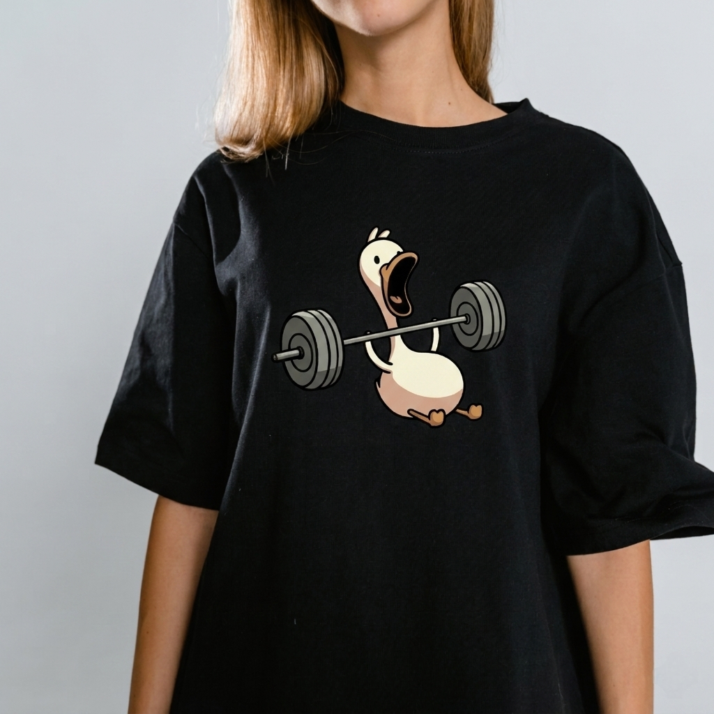 Camiseta Academia Unissex Estampa Pato Oversized – Camiseta Engraçada Fitness Treino Casual
