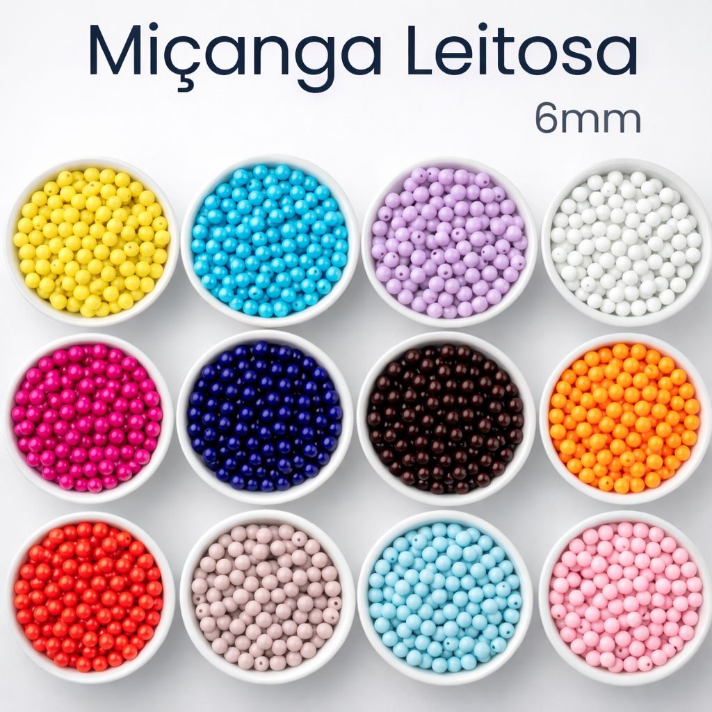 Miçanga Bola Lisa Leitosa 6mm p/ artesanato em geral Colar Pulseira Tiara Chinelos em Oferta na Shopee