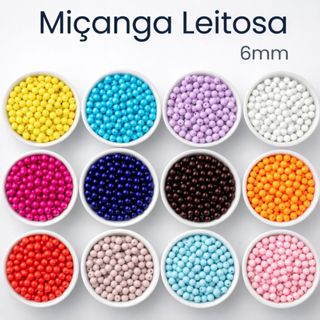 Miçanga Bola Lisa Leitosa 6mm p/ artesanato em geral Colar Pulseira Tiara Chinelos em Oferta na Shopee