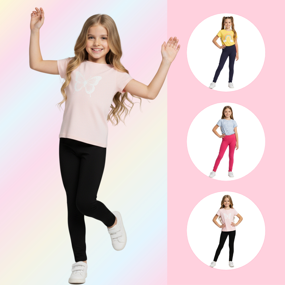 Kit 3 Legging Infantil Menina Cotton Confortável Escolar Dia a Dia 2 ao 14