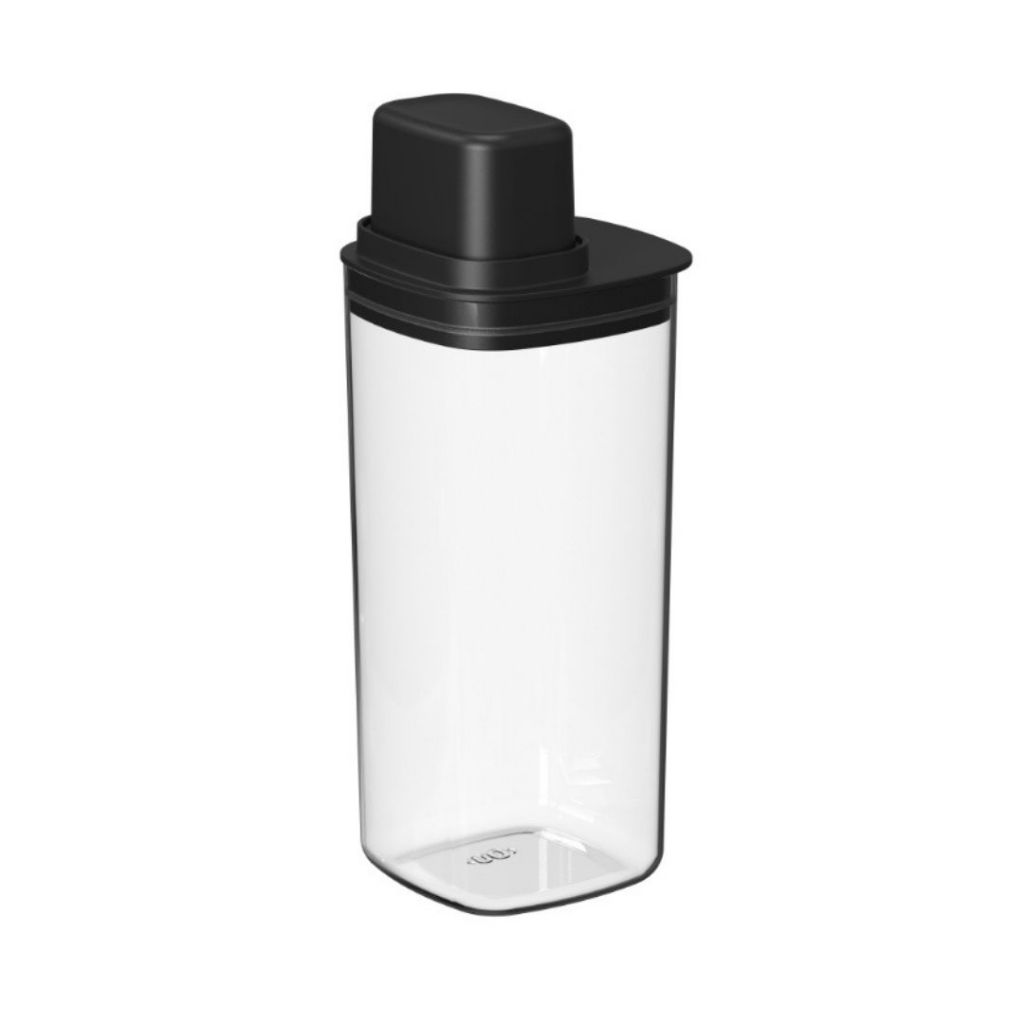 Pote Hermético Para Mantimentos E Medidor Quadrado 1,5L Preto Ou