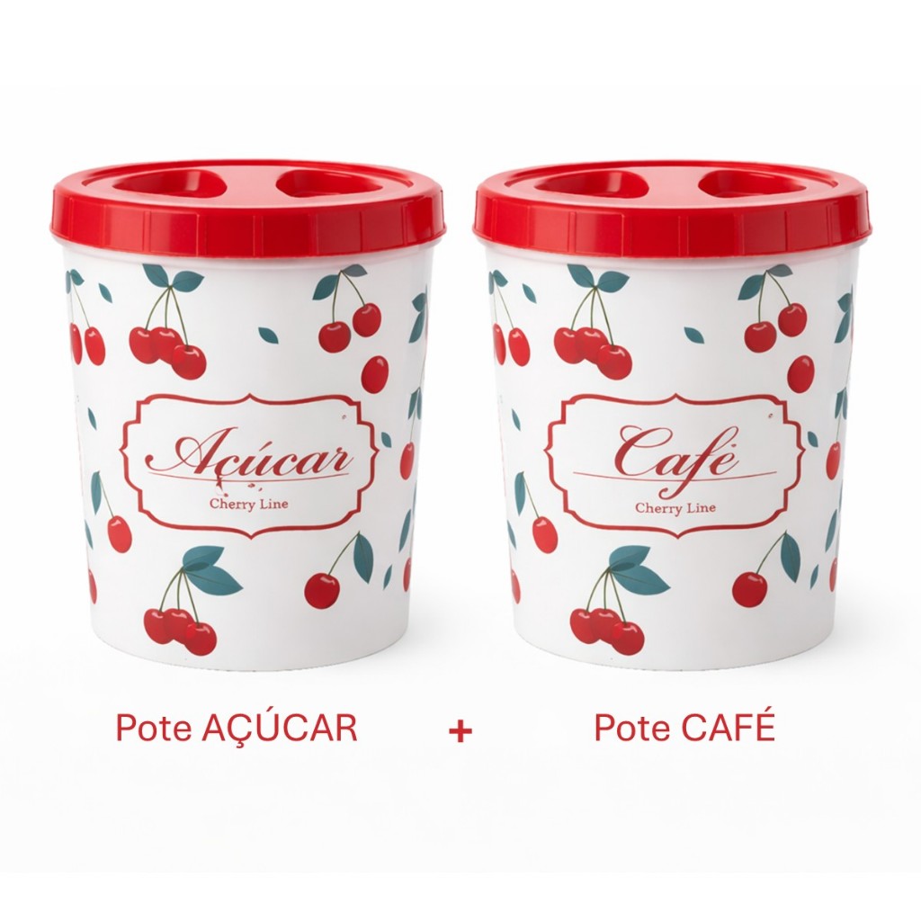Pote Decorativo Café Açúcar Cherry Kit Cozinha Delicada Elegante Organizador Alimentos em Oferta na Shopee