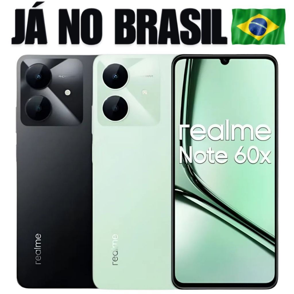 Celular Realme Note 60x 128GB 4GB ou 64GB 3GB RAM Tela 6.74 Câmera 50MP Bateria 5000mAh Android 14