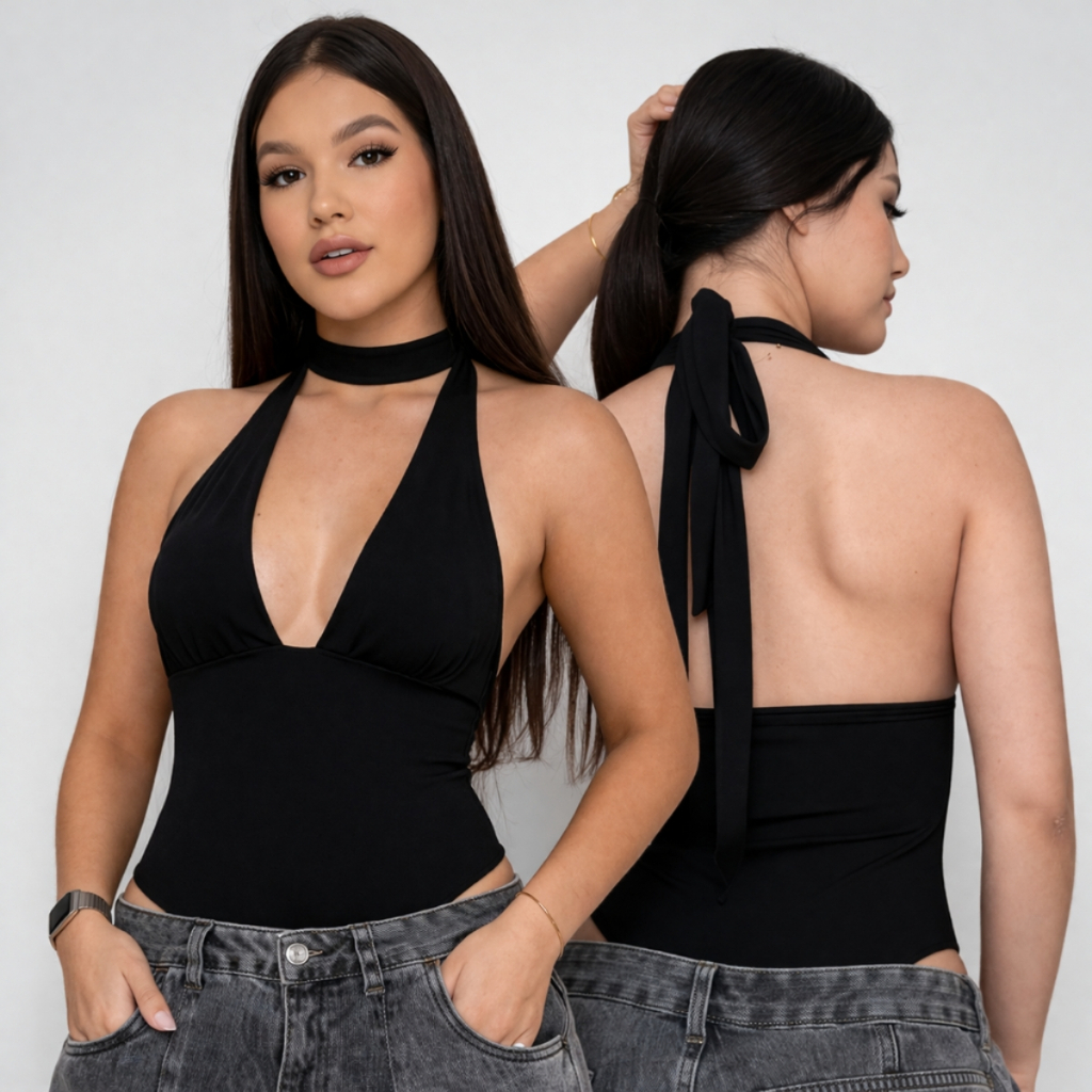 Body Feminino Charly Multiformas Amarração Decote Costa Nua Moda Gringa Blogueirinha Compor Look