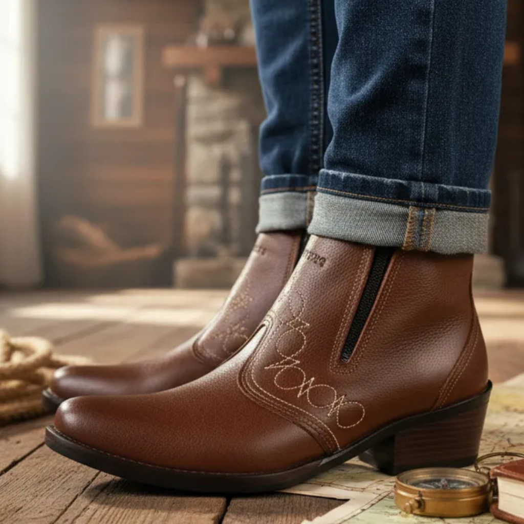 Bota Country Feminina com Zíper Couro Legítimo Estilo Vaquejada Cavalgada Rodeio Botina Montaria 3536