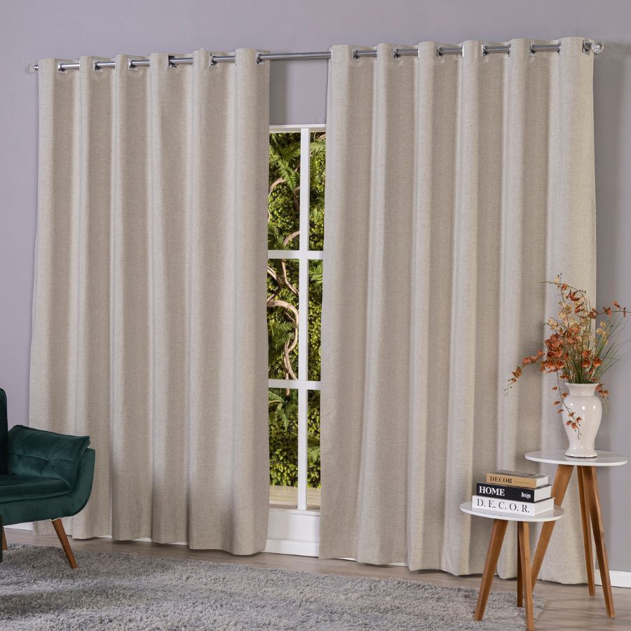 Cortina Blackout Linho 100% de Vedação 5.00x3.10 Para Varão Sala/Quarto