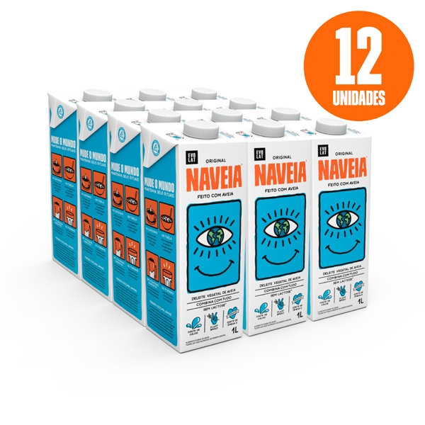 Pack 12x Leite Vegetal Naveia Original 1L Sem Lactose Sem Glúten em Oferta na Shopee