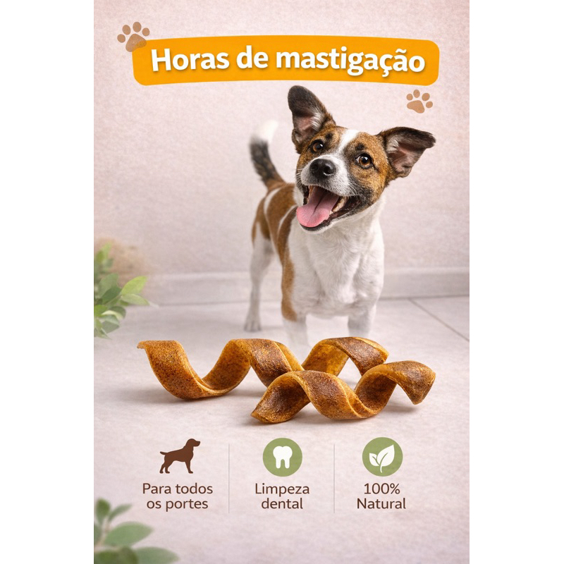 Mordedor Natural para Cachorro Petisco Mastigável Limpeza Dental Resistente