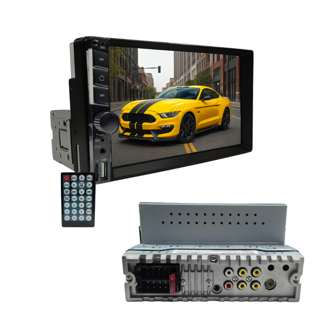 Central Multimídia Universal Mp5 1 Din 7 C/ Espelhamento Via Cabo Mp5 Soundfy Tela Capacitiva