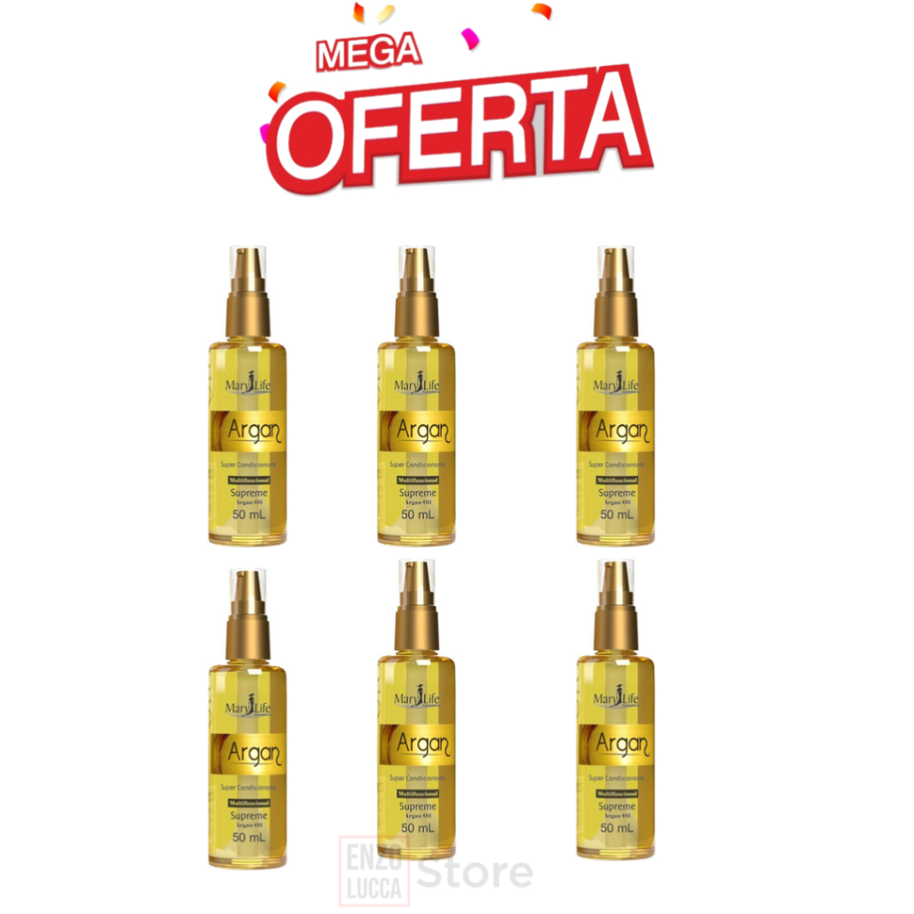 Kit 6 Reparador de Pontas Óleo De Argan Supreme Argan Oil 50ml - Mary Life