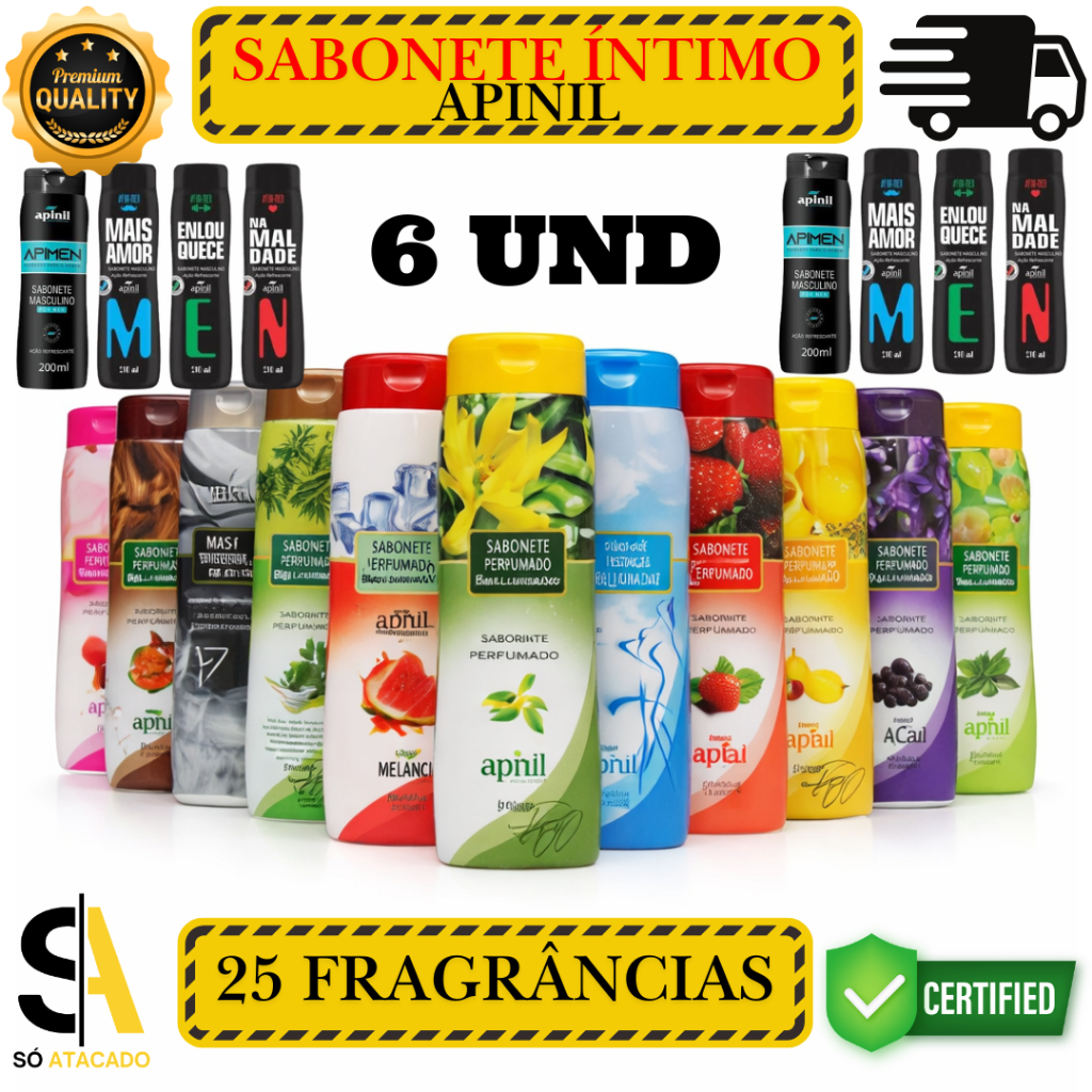 Kit 6 und Sabonete Íntimo Apinil — PODE ESCOLHER -  Revenda Atacado | Higiene Feminina pH Balanceado em Oferta na Shopee