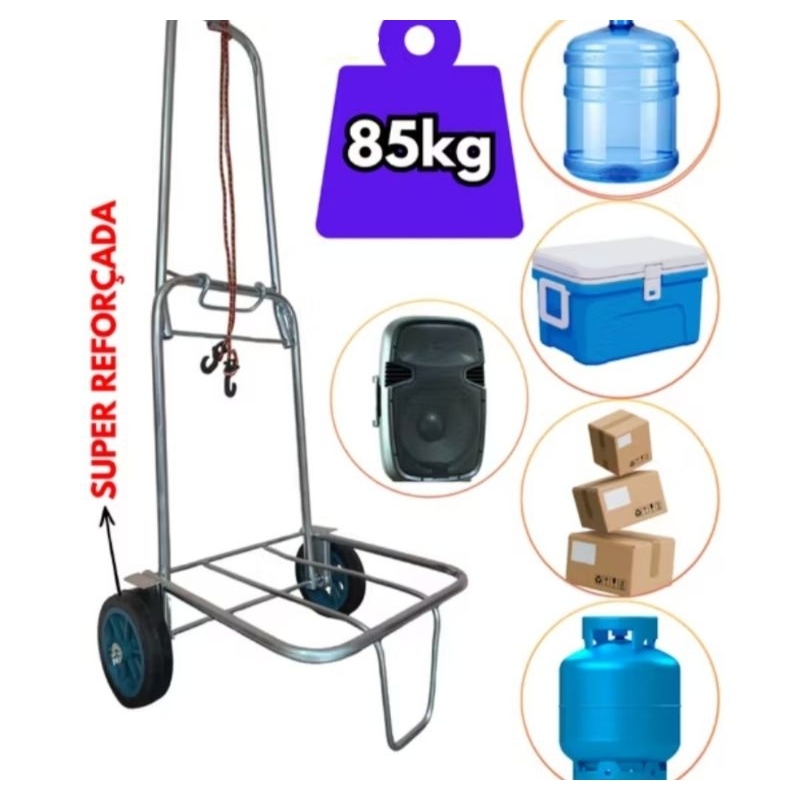 Carrinho de mão dobrável bagagem 85km carga para maleiro caixa térmica cooler praia feira sacoleira compras.