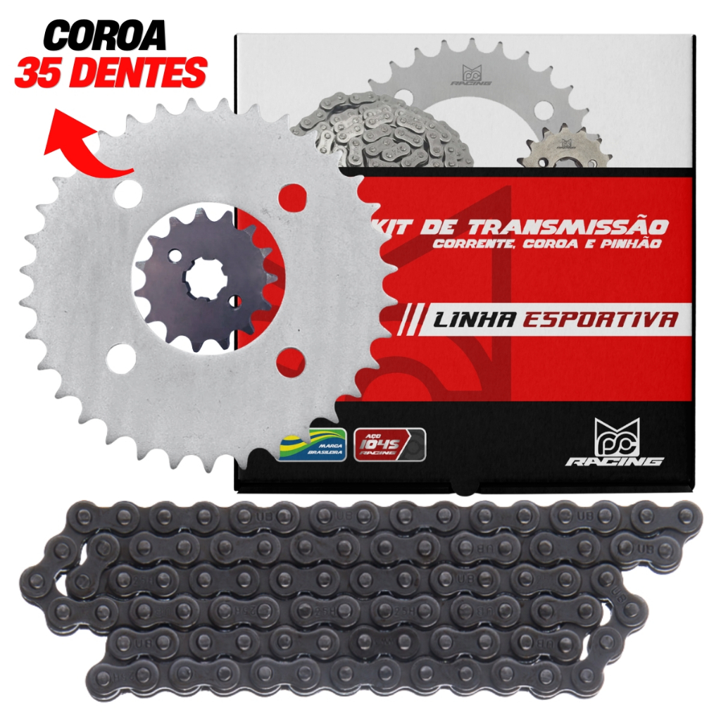 Kit Relação Titan Fan 125 2000 a 2008 Reduzida 35 Dentes