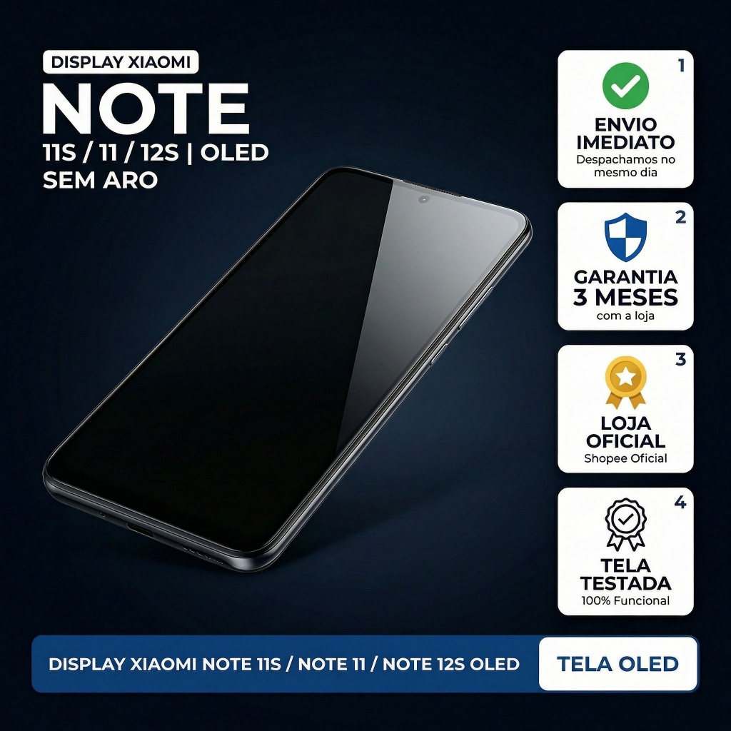 TELA DISPLAY FRONTAL NOTE 11S/NOTE 11/NOTE 12S COM ARO/SEM ARO INCEL