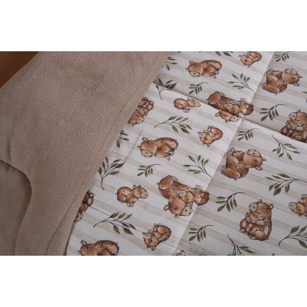 Cobertor Infantil Capivara Coberdrom Solteiro 2,20x1,60 Edredom Malha 100% Algodão Menino Menina